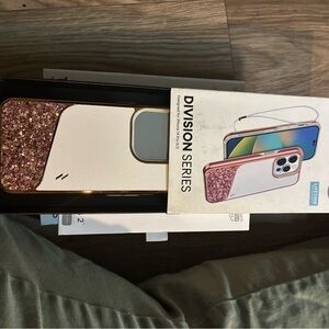 Case-Mate Rose Gold and White Glitter Phone Case iPhone 14 Pro